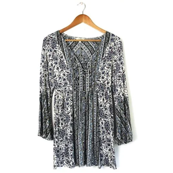 Umgee Floral Paisley Flare Sleeve Boho Tunic Small - Picture 15 of 15